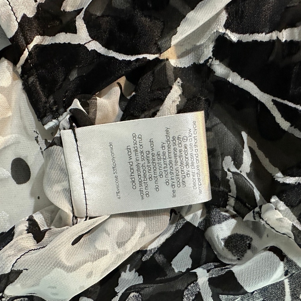 Gorman Black White Floral Burnout Devore Sheer Button Down Shirt Womens 10 - Picture 6 of 6